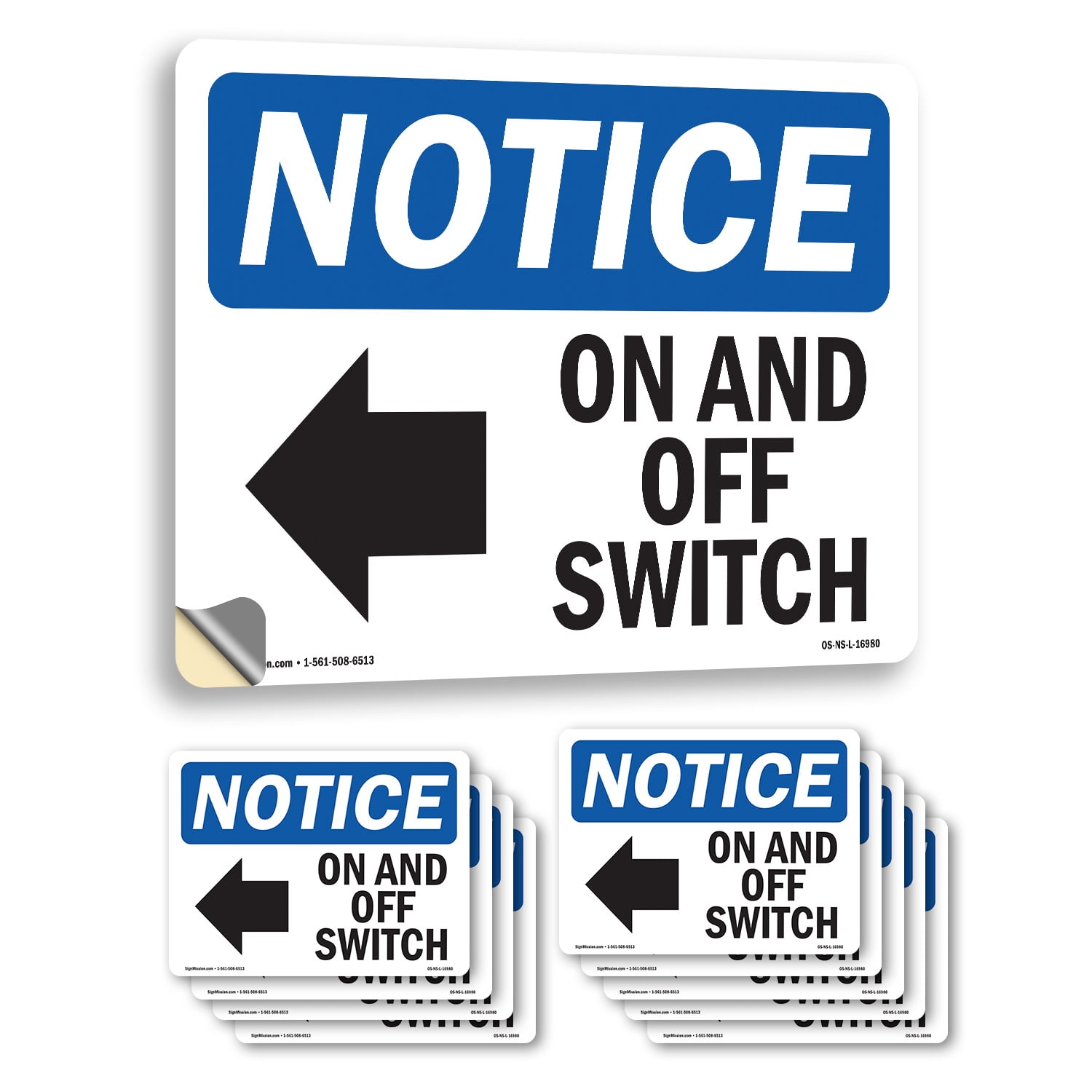 On And Off Switch With Symbol OSHA Notice Vinyl Decal Label 14 Inch x ...