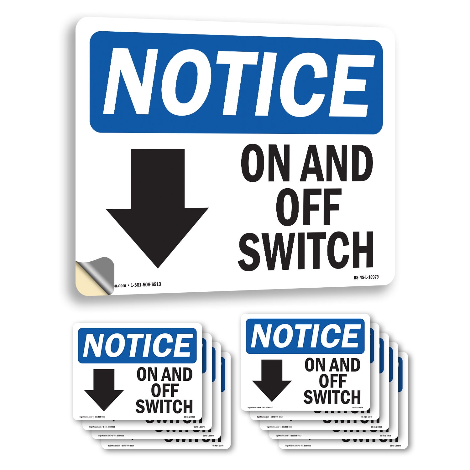 On And Off Switch With Symbol OSHA Notice Vinyl Decal Label 18 Inch x ...