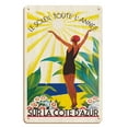 thumbnail image 1 of On the Azure Coast France (Sur la Cote d’Azur) - Sunshine all Year - Vintage Travel Poster by Roger Broders c.1931 - 8 x 12 inch Vintage Wood Art Sign, 1 of 4