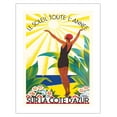 thumbnail image 1 of On the Azure Coast France (Sur la Cote d’Azur) - Sunshine all Year - Vintage Travel Poster by Roger Broders c.1931 - Bamboo Fine Art 290gsm Paper (Unframed) 17x22in, 1 of 4