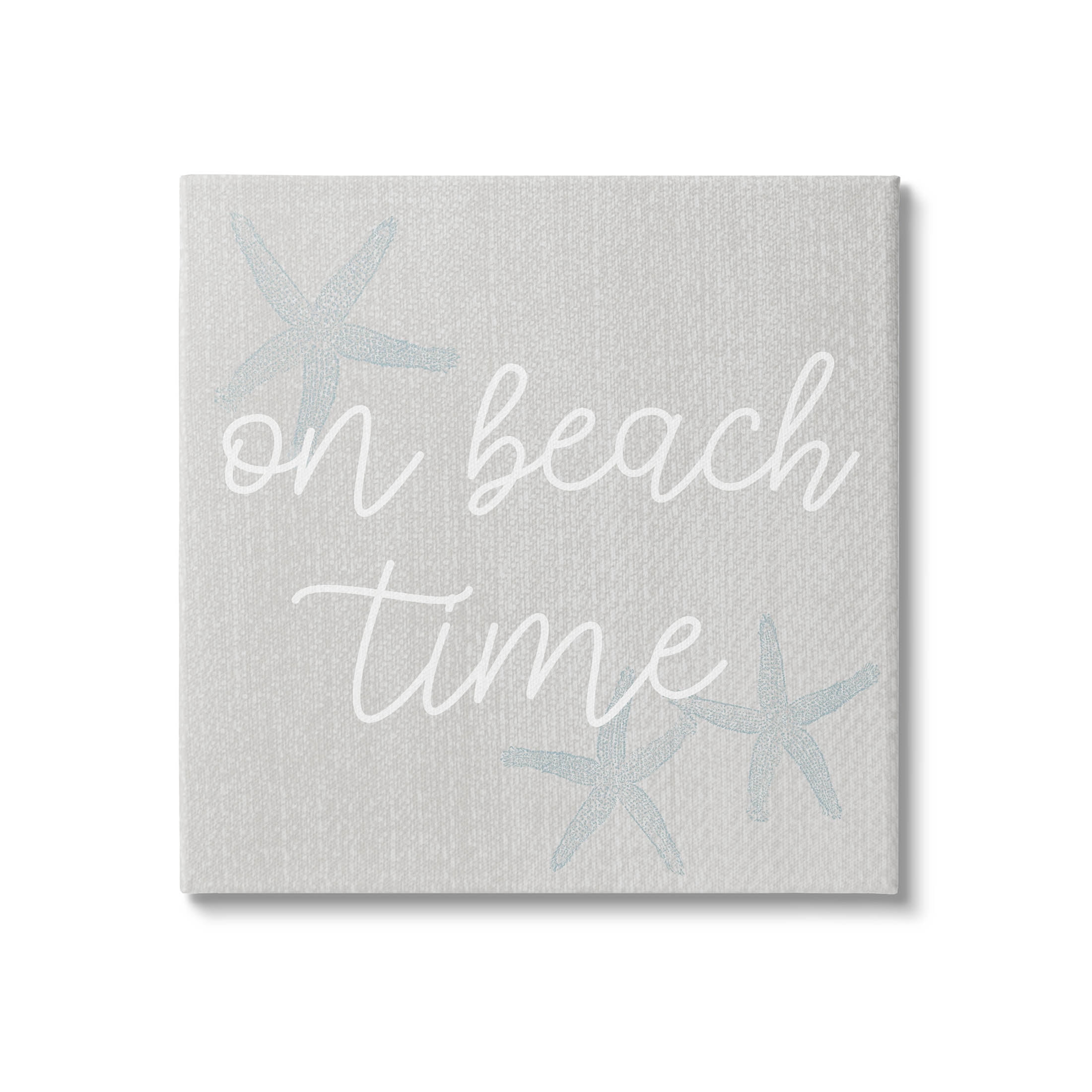 On Beach Time Starfish Phrase Coastal Graphic Art Gallery Wrapped Canvas Print Wall Art