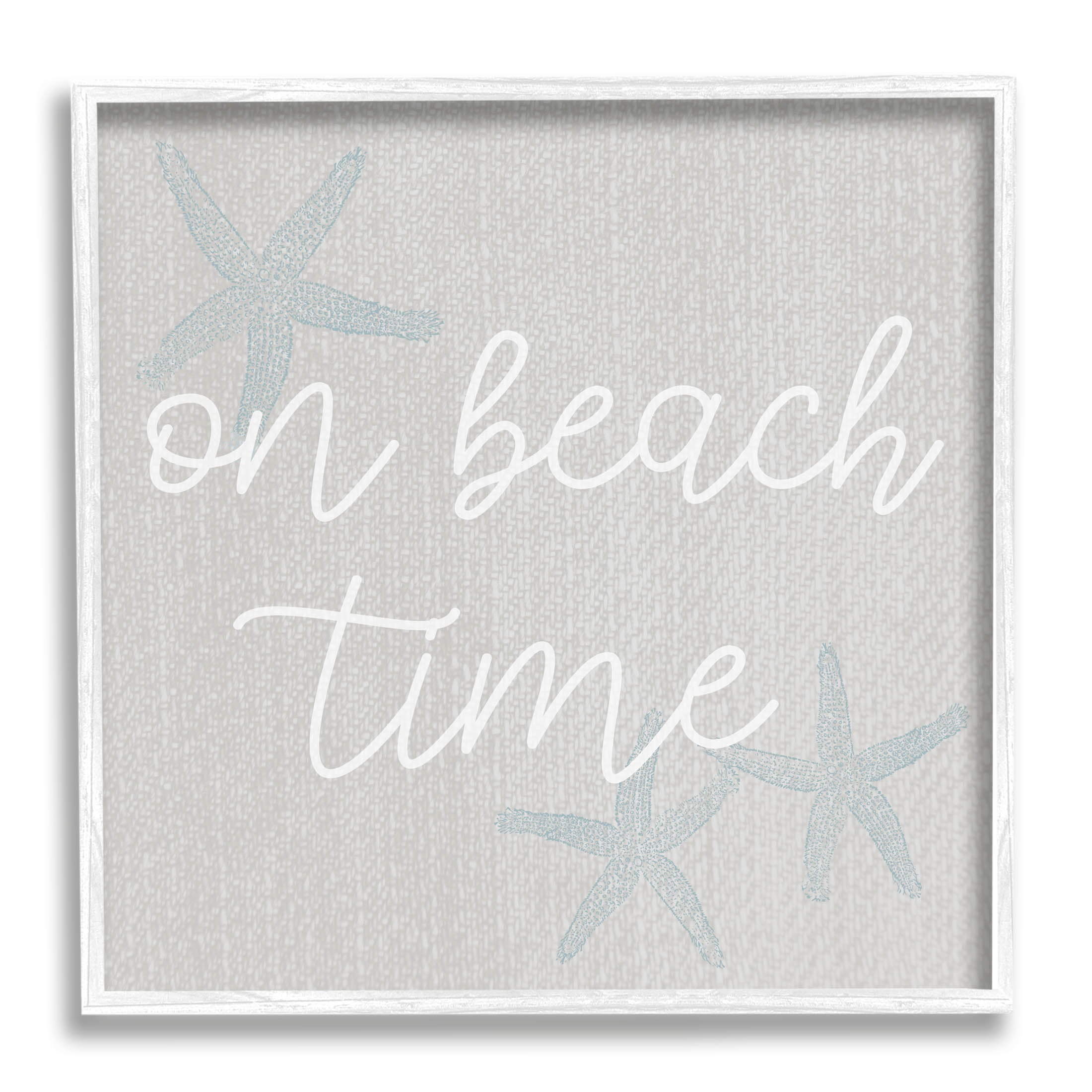 On Beach Time Starfish Phrase Coastal Graphic Art White Framed Art Print Wall Art