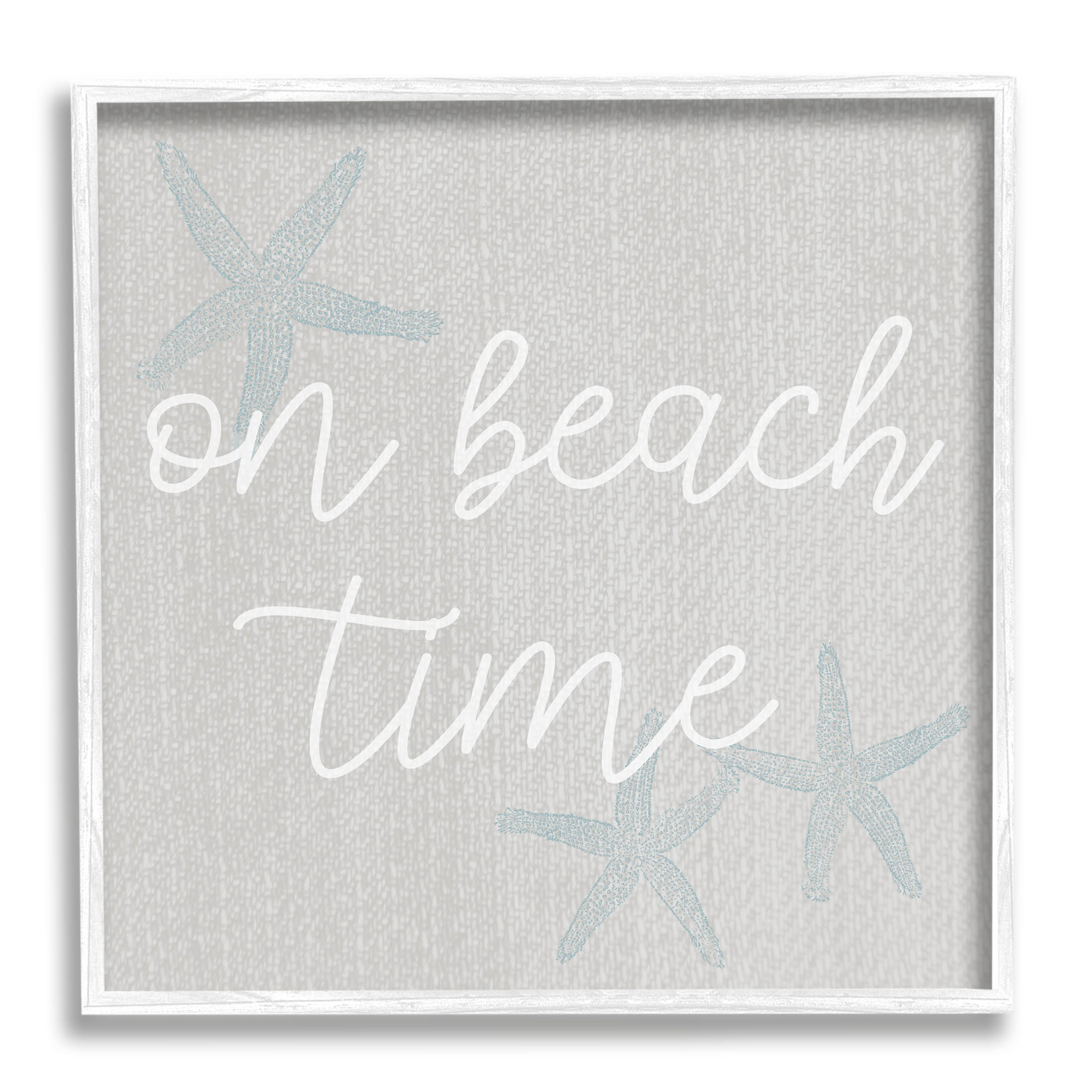 On Beach Time Starfish Phrase Coastal Graphic Art White Framed Art Print Wall Art