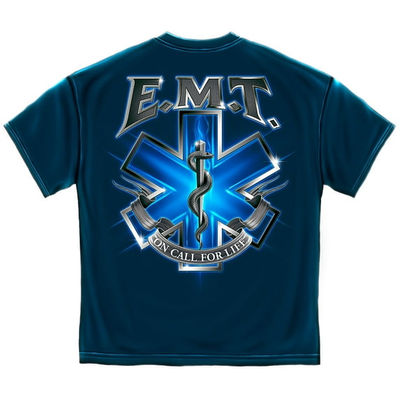 On Call For Life EMT EMS 100% Cotton Navy T-Shirt X-Large