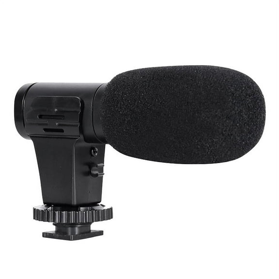 On-Camera Mini Condenser Video Microphone, 3.5mm Plug and Play Interview Vlog Mic for DSLR Camera & Smartphone, Black
