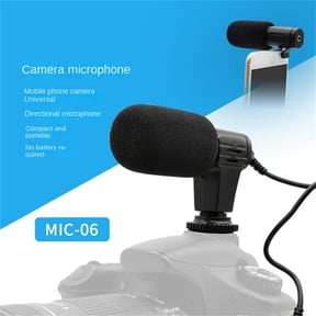 On-Camera Video Microphone - Mini Condenser Shotgun Mic With 3.5mm Jack, Plug-and-Play Vlogging Microphone For DSLR Cameras, Camcorders & Smartphones - No Battery Required (Black)