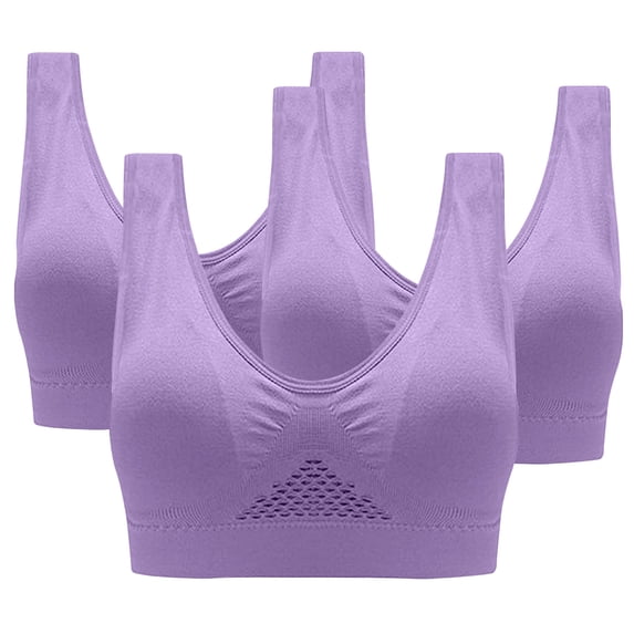 Aofany Women's 3-Pack Sports Bra Without Wire Free Support Solid Color Breathable Yoga Running Underwears Multicolor M