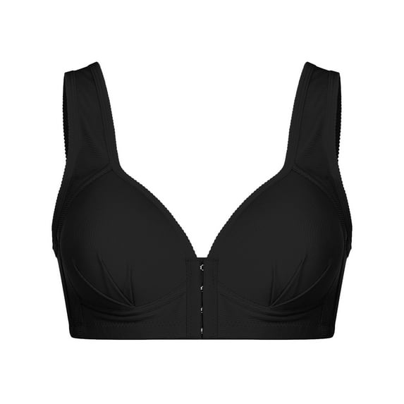 Aofany Women's Front Button Bra Wire Free Underwear One-Piece Bra Everyday Underwear Holiday Black XXL