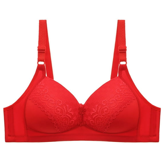 Aofany Women's Solid Color Comfortable Hollow Out Perspective Bra Underwear No Rims Red XL