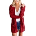 thumbnail image 1 of On Clearance RQYYD Women's 2023 Long Sleeve Waffle Knit Cardigan Solid Loose Open Front Cozy Sweater Coat with Pockets, 1 of 5