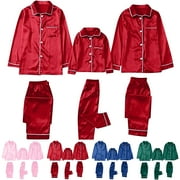YYDGH Matching Jammies for Families Pajamas Sets Two-Piece Pj Sets Long Sleeve Sleepwear Satin Soft Button Down Loungewear Set