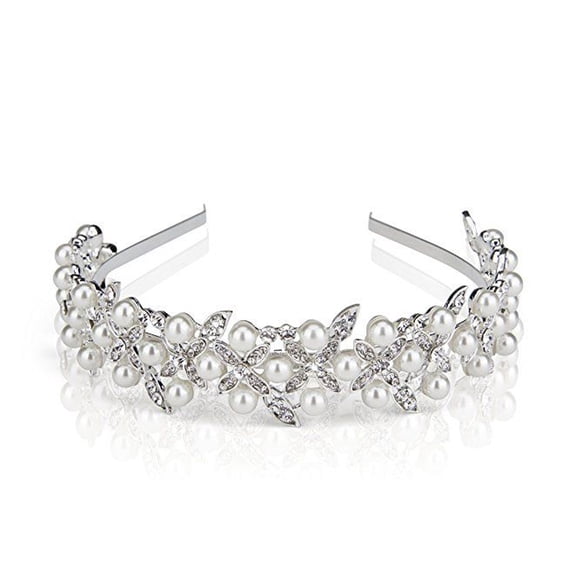 On Cloud Bride The Daphne Headband Rhinestone Floral Motif for Weddings