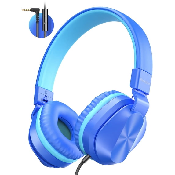 WodnHoak Casual Listening On-Ear Headphones with Microphone, Blue & Green