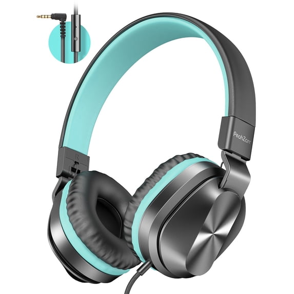 WodnHoak Casual Listening Noise Canceling On-Ear Headphone, Black & Green