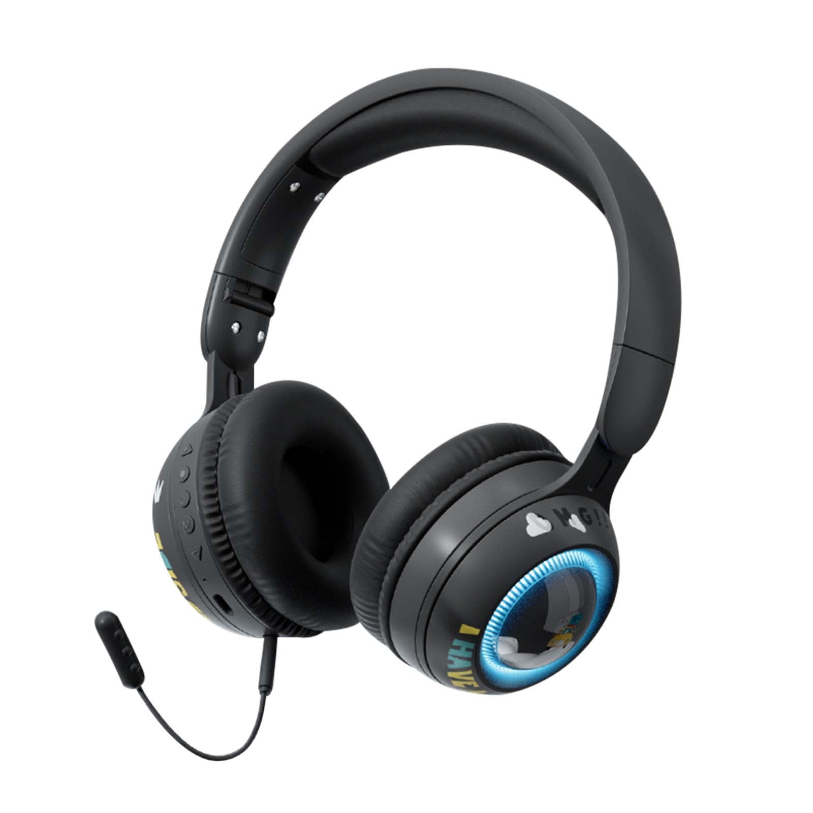 On-Ear Headphones with Microphone, Lightweight Folding Stereo Bass Headphones with 1.5M No-Tangle Cord, Portable Wired Headphones for Smartphone Tablet Computer MP3 / 4,Black
