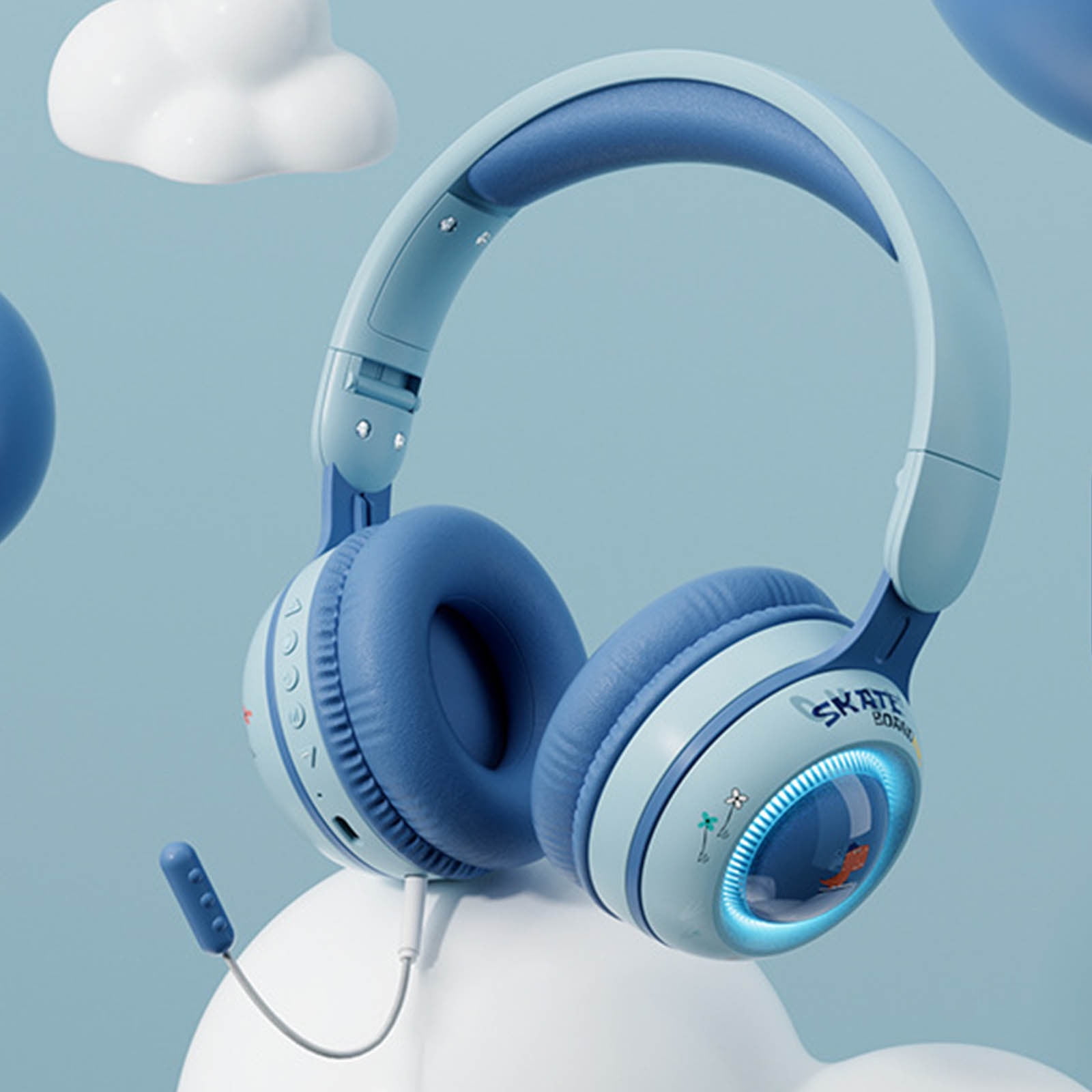 On-Ear Headphones Wired with Mic — Noise Isolating Plug in Headphones, Computer Headphones with Microphone, Headphones for Laptop, Headphones Corded, Headphones with Cord (Aux Jack 3.5mm) - Blue