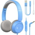 thumbnail image 1 of On-Ear Kids Headphones, Wired Headphone w/Mic, Safe Volume Limited Children Earphones, 1 of 6