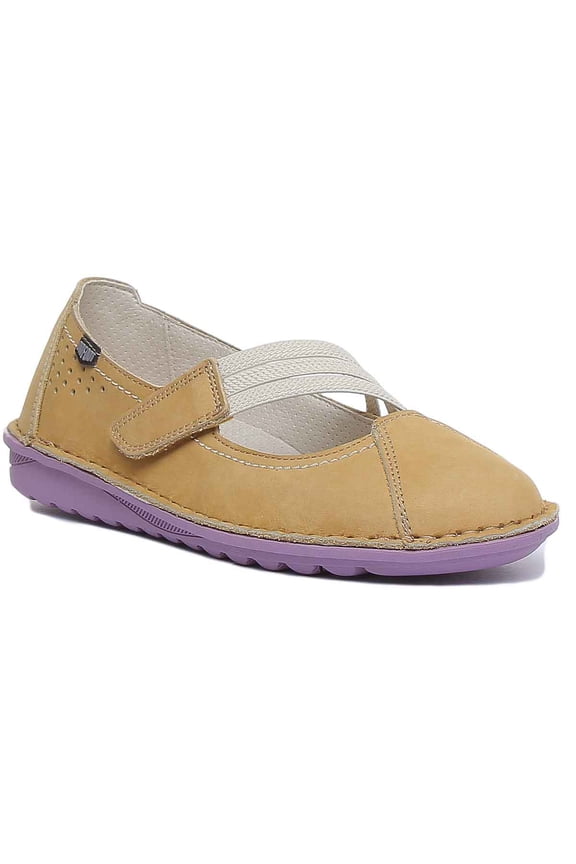 Francesita Women's 3 Strap Hook And Loop Shoes In Yellow Size 5.5