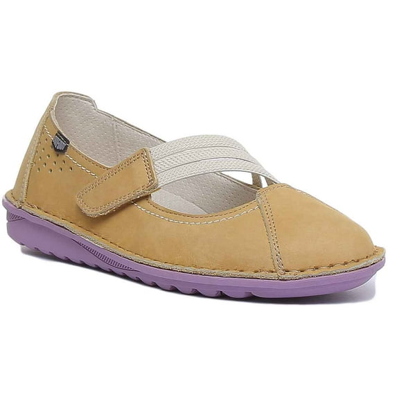 On Foot Francesita Women's 3 Strap Hook And Loop Shoes In Yellow Size 5.5