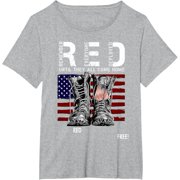 On Friday We Wear Red Military R.E.D Friday Military Remember Everyone Deployed Unisex-Adults US Flag T-Shirt Black Small Classic Fit Short Sleeve