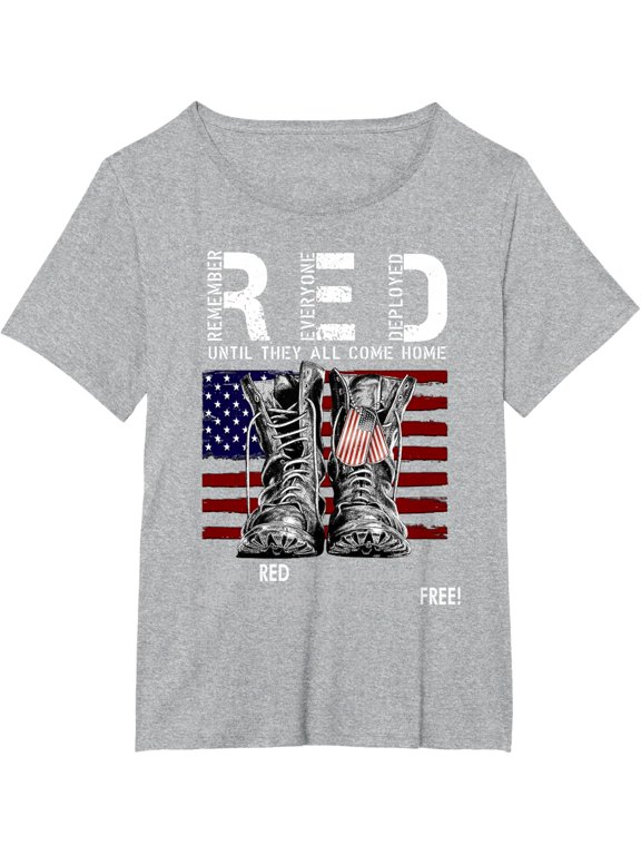 On Friday We Wear Red Military R.E.D Friday Military Remember Everyone Deployed Unisex-Adults US Flag T-Shirt Black Small Classic Fit Short Sleeve