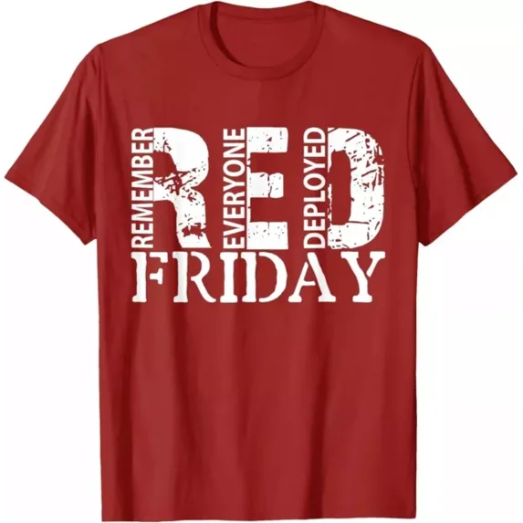 On Friday We Wear Red Military Remember Everyone Deployed T-Shirt Unisex S-5XL Hot Trending Shirt, Vintage Birthday Gift