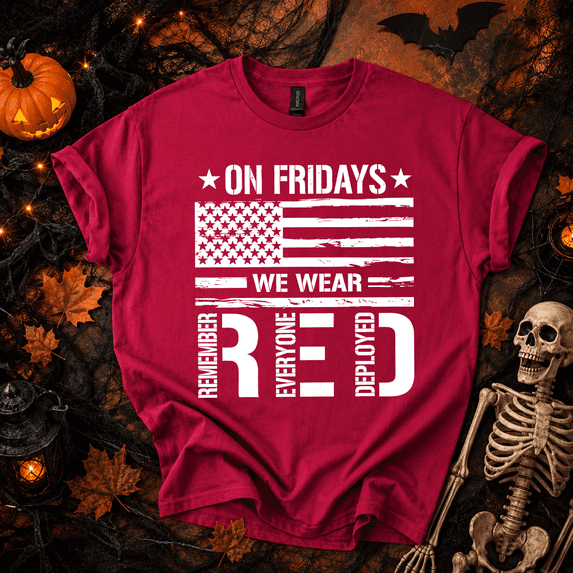 On Friday We Wear Red T-Shirt: Remember Everyone Deployed, US Veteran Day Shirt