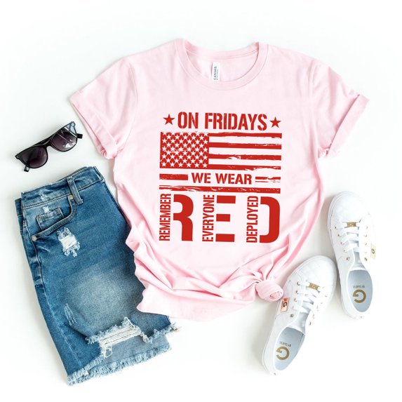 On Friday We Wear Red T-Shirt: Remember Everyone Deployed, US Veteran Day Shirt