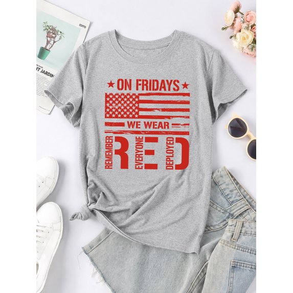 On Friday We Wear Red T-Shirt: Remember Everyone Deployed, US Veteran Day Shirt
