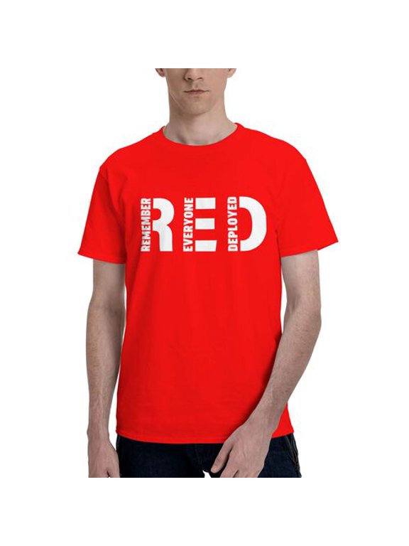 On Fridays We Wear RED T-Shirt Remember Everyone Deployed Shirt Military Memorial Day Veterans Family 4th of July T-Shirt for Men RED-L SIZE