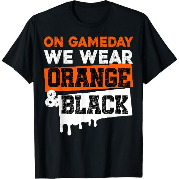On Gameday Football We Wear Orange & Black Cheer Mom T-Shirt
