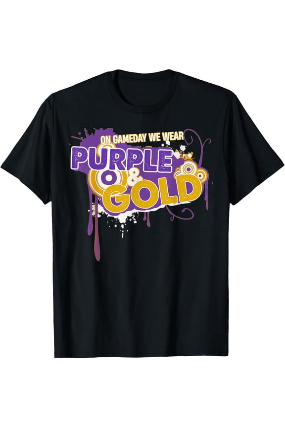 On Gameday Football We Wear Purple And Gold Cheer Mom T-Shirt