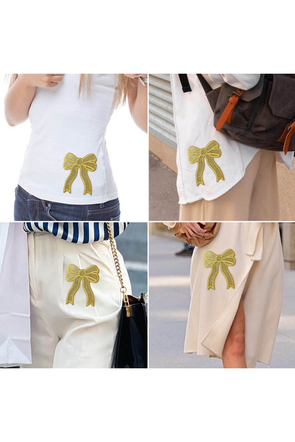 On Glitter Sweatshirt Side Bow Embroidered Patch Cute Sequin Applique Sew On Fabric Shiny DIY Decorative Accessories For Girls Needle and thread case