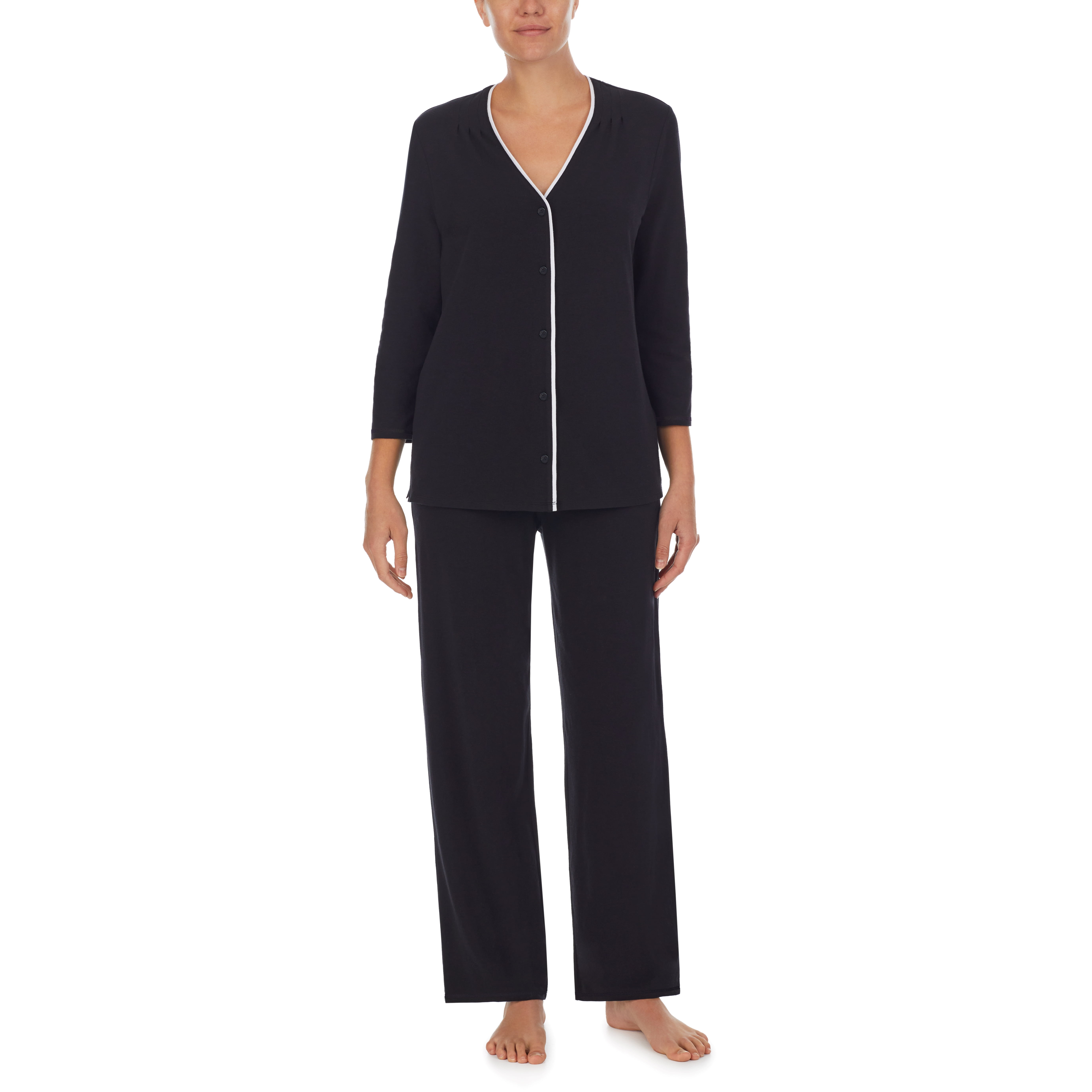 On Gossamer Women s 3 4 Sleeve Contrast Trim Pj Set