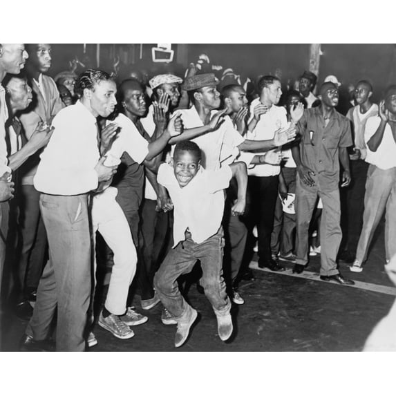 On Harlem'S Lenox Avenue Young African Americans Chant And Taunt New York City Police During The Riot Of July 15-16