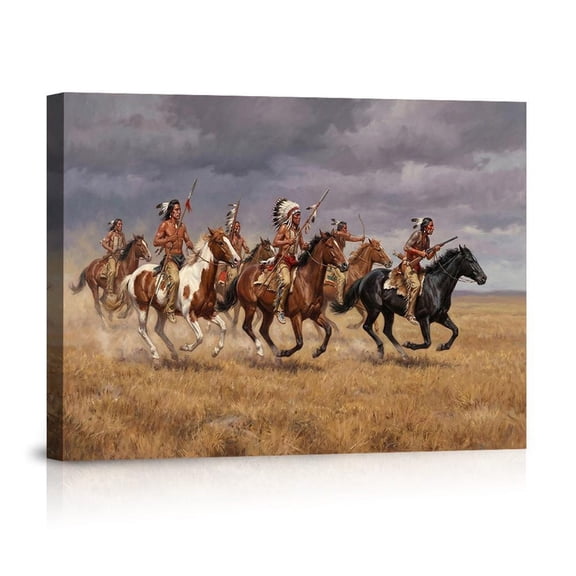 On Horseback Western Frontier Scene Historic For Bedroom Canvas