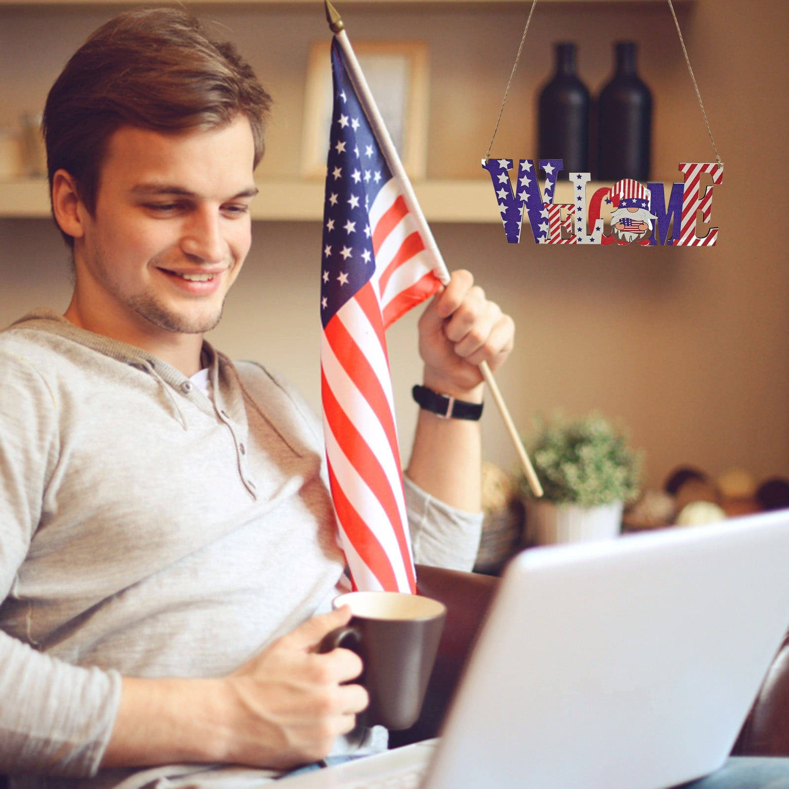 On July 4 To Hang Wooden Tags American Flag Wall Star Tag Home