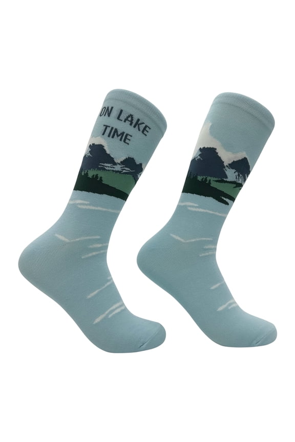 On Lake Time Socks Funny Sarcastic Vacation Graphic Novelty Footwear for Men