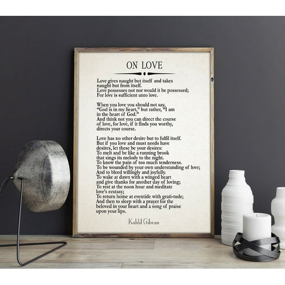 On Love By Kahlil Gibran Wedding Gift Couple Gift Wall Art, Modern Wall Decor, 8x12 UNFRAMED