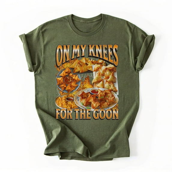 On My Knees Funny Crab Rangoon Meme Bootleg Graphic T-Shirt, Multicolors, Size S-5XL