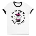 thumbnail image 1 of On My Way to Stir the Pot Ringer Tee Shirt Unisex Medium White/Black, 1 of 5