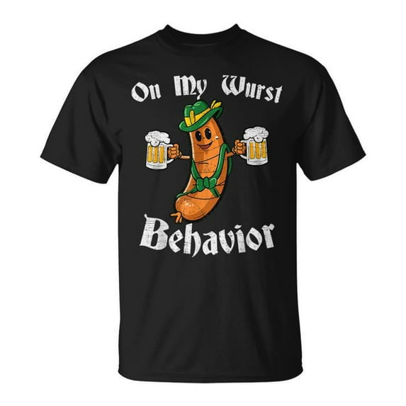 On My Wurst Behavior Bratwurst T-Shirt - Funny German Oktoberfest Sausage Beer Festival Tee, Oktoberfest Party Celebration Oktoberfest Outfit Shirt