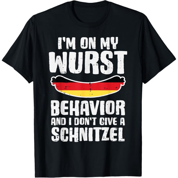 On My Wurst Behavior Dont Give Schnitzel Funny Oktoberfest T-ShirtMen and women, White Black T-shirt, size: Extra large S-1602XL