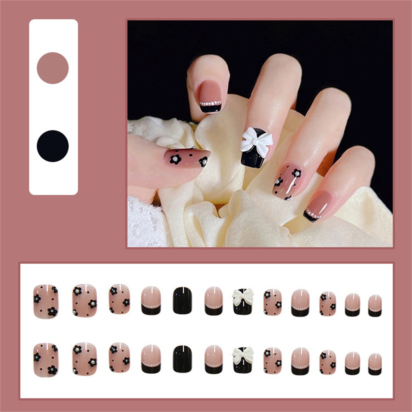 on-nails-french-heart-and-bowknot-pattern-3dfake-nails-with-design