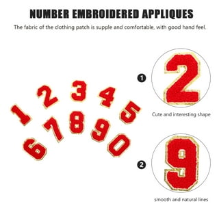 30 Pcs Numbers 0-9 Sew On Patches Iron On Sequin Embroidered Sewing  Appliques for Clothing 