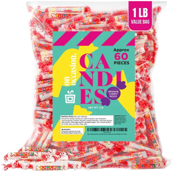 On Occasion - Smarties Candy Rolls 1 lb Bulk Bag | Gluten-Free Fruit-Flavored Hard Candy Assortment