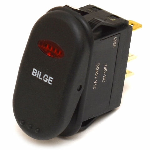 On/Off Boat Rocker Switch | Bilge 3 Spade 21 Amp 14 Volt Lighted