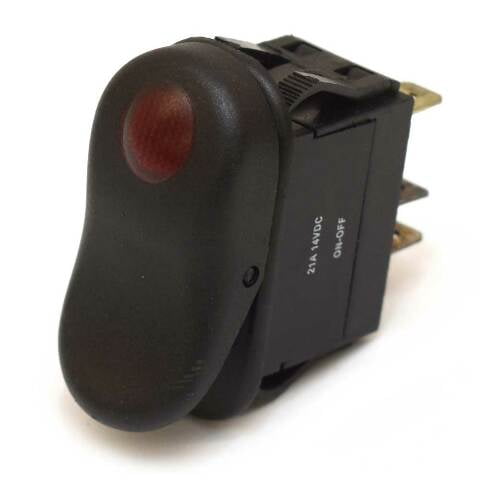 On/Off Boat Rocker Switch | Blank 3 Spade 14 Volt Red Illuminated