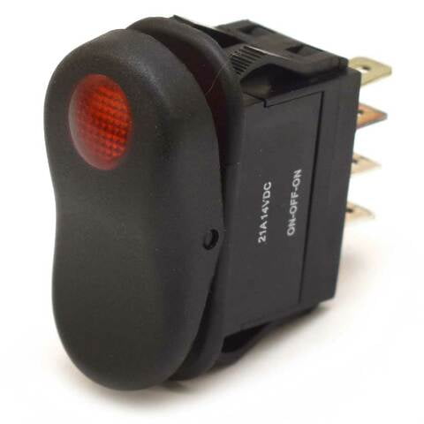 On/Off/On Boat Rocker Switch | Blank 7 Spade 14 Volt Red Illuminated ...