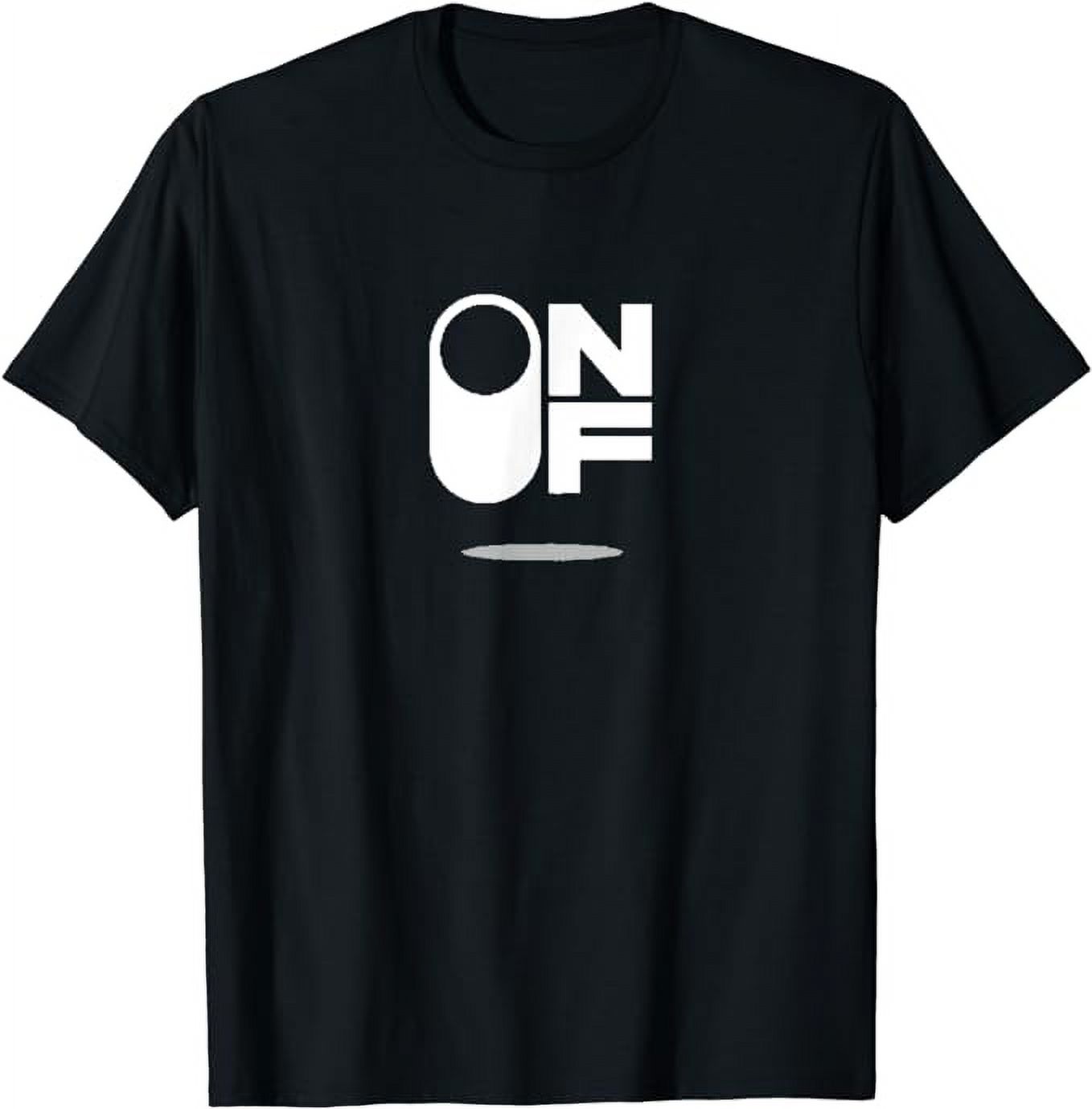 On Off Open Close Small Typography Funny Black Cool White T-Shirt ...
